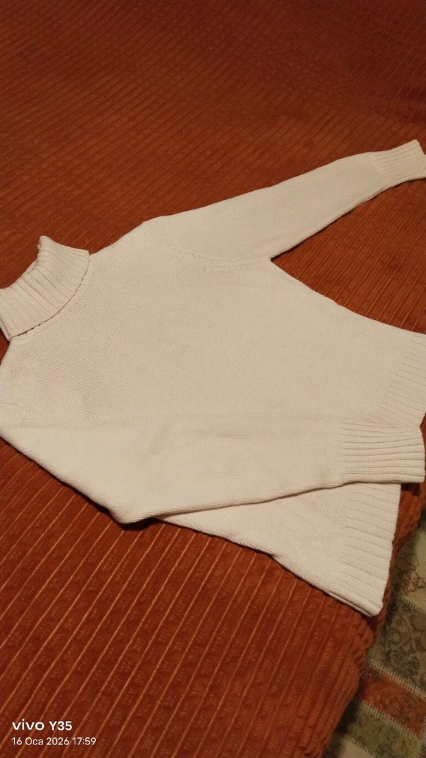 Toz pembe Boğazlı Triko Kadın Kazak - Görsel 2