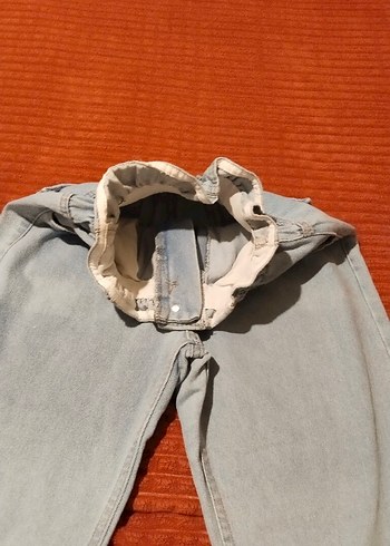 gri mavi,kemerli Rahat Kesim mom jean Kadın Kot Pantolon,s/m - Görsel 5