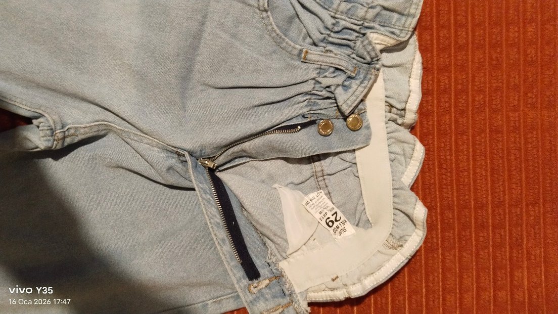 gri mavi,kemerli Rahat Kesim mom jean Kadın Kot Pantolon,s/m - Görsel 4