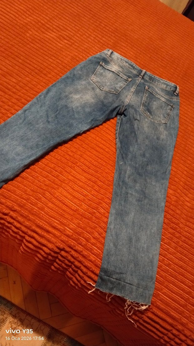 Kot Mavi kadın Bol Kesim Yırtık jean Pantolon,S/M uyumlu - Görsel 2