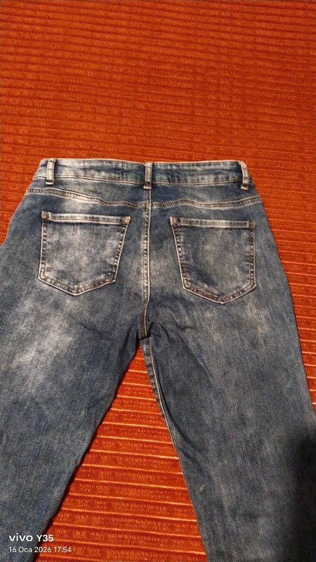 Kot Mavi kadın Bol Kesim Yırtık jean Pantolon,S/M uyumlu - Görsel 4