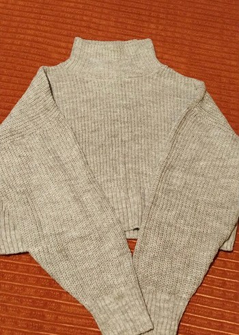 Gri Boğazlı Triko Kadın Kazak..S/M uyumlu - Görsel 3