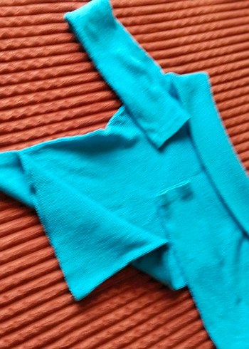 Turkuaz Triko omuz dekolteli esnek kadın kazak body s/m - Görsel 3