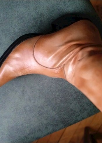 camel renk,hakiki deri vintage kovboy tarz,fermuarlı bot - Görsel 4