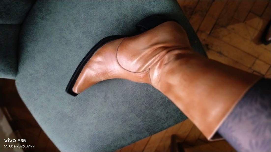 camel renk,hakiki deri vintage kovboy tarz,fermuarlı bot - Görsel 4