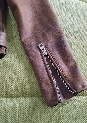 Bershka,yeni,kahverengi Süet Kemerli Biker Ceket - Görsel 5