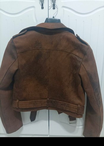 Bershka,yeni,kahverengi Süet Kemerli Biker Ceket - Görsel 6