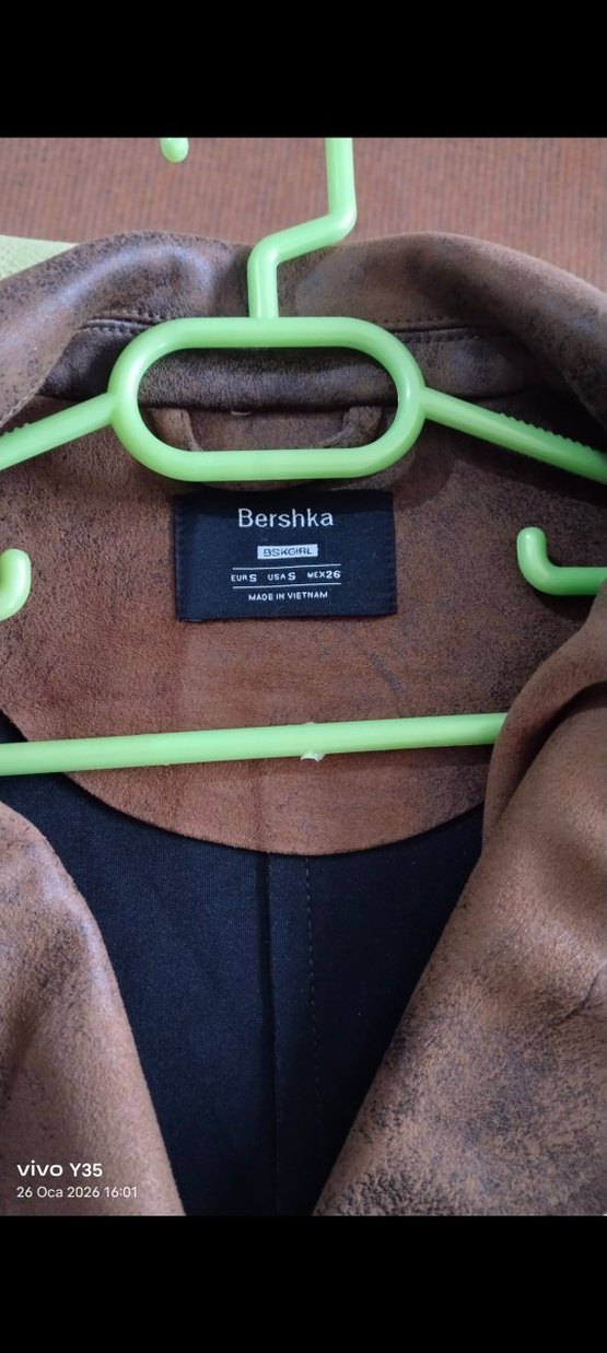 Bershka,yeni,kahverengi Süet Kemerli Biker Ceket - Görsel 4