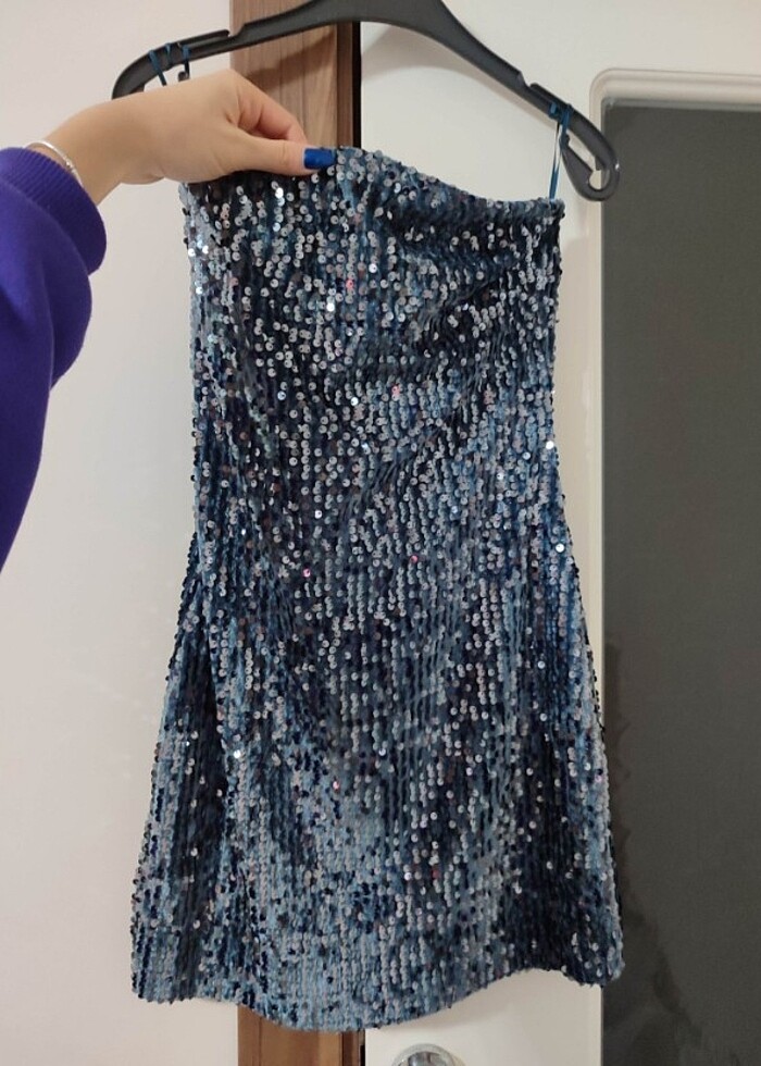 Bershka payetli Gece elbisesi - Görsel 4