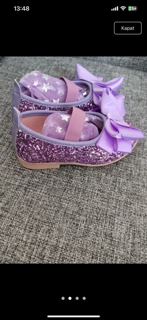 Kızlar için Mor Simli Babet Ayakkabı - Görsel 3