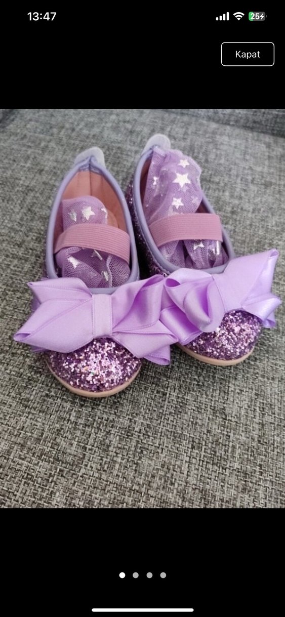 Kızlar için Mor Simli Babet Ayakkabı - Görsel 4