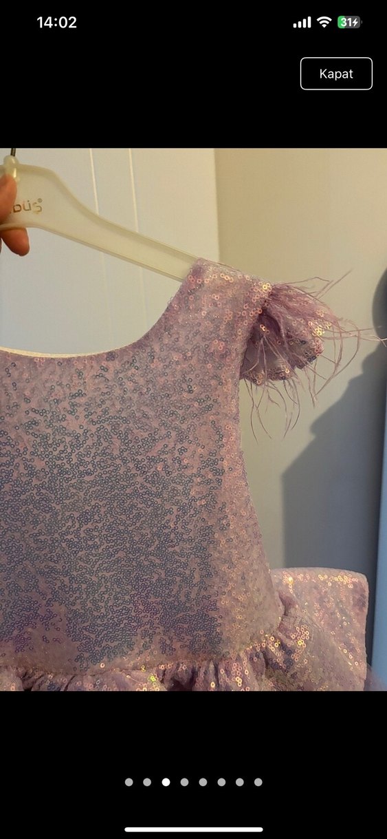 Mor Fırfırlı Kız Çocuk Abiye Elbise - Görsel 4