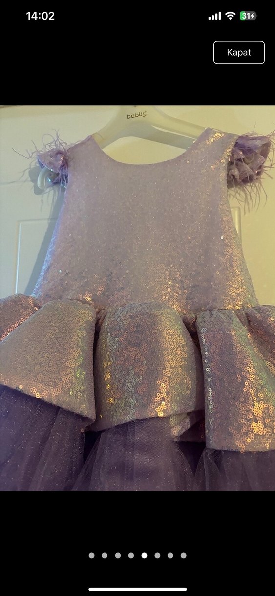 Mor Fırfırlı Kız Çocuk Abiye Elbise - Görsel 2