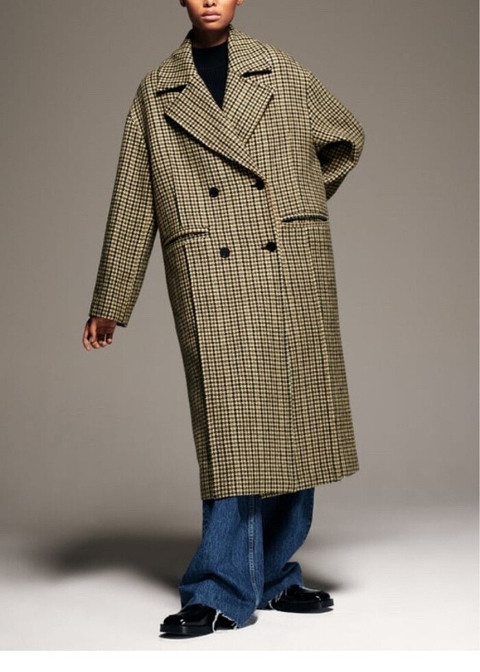 Zara kazayağı yün karışımlı kaban - Görsel 2