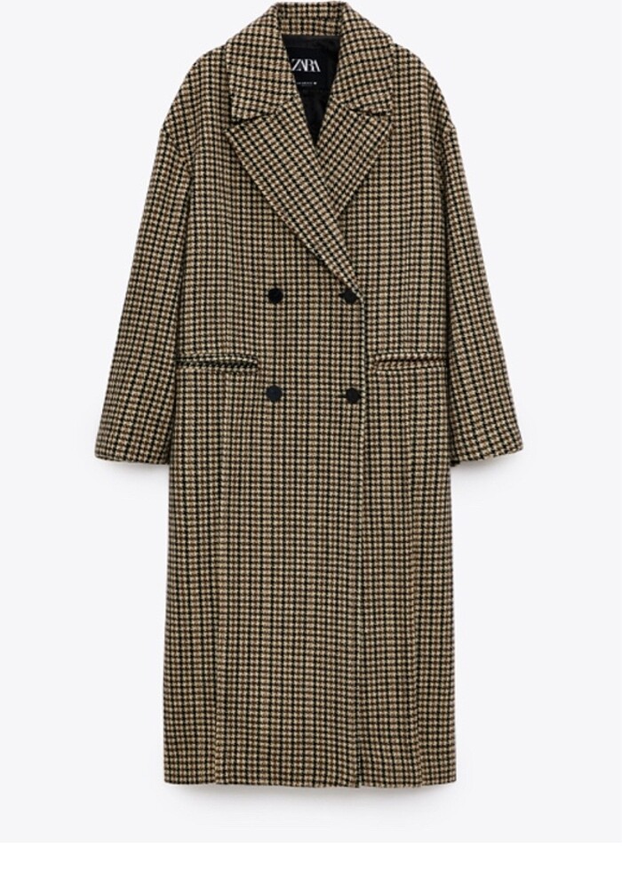 Zara kazayağı yün karışımlı kaban - Görsel 4