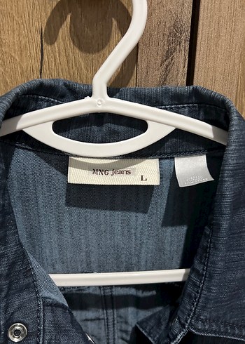 Düğmeli Lacivert Denim Kadın Gömlek Ceket - Görsel 2