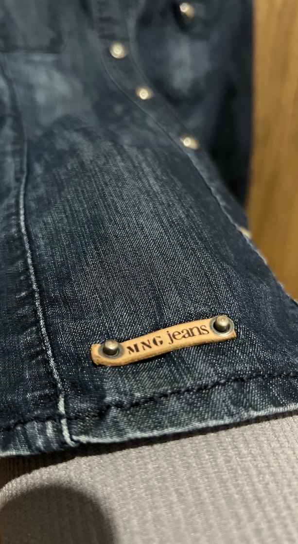 Düğmeli Lacivert Denim Kadın Gömlek Ceket - Görsel 3