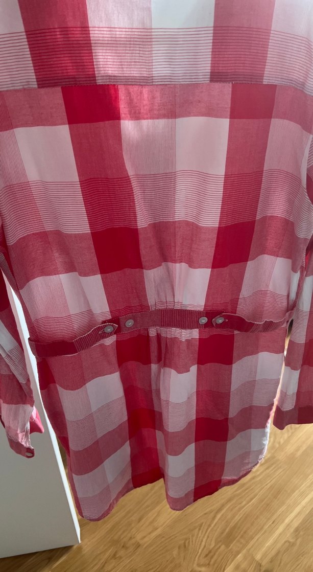 Pembe Ekoseli Pamuklu Kadın Gömlek - Görsel 3