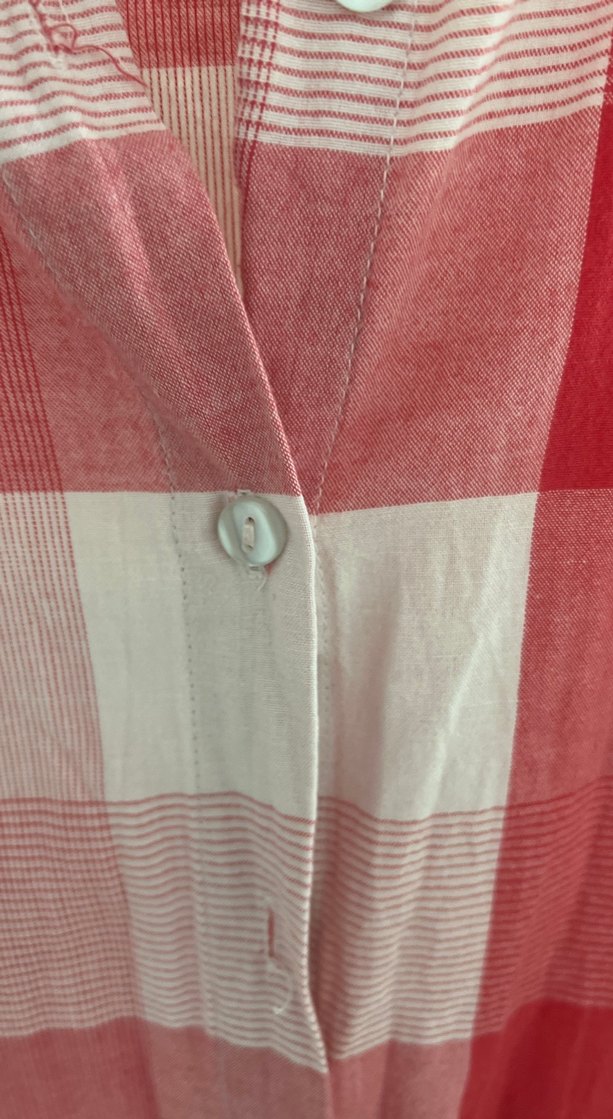 Pembe Ekoseli Pamuklu Kadın Gömlek - Görsel 5