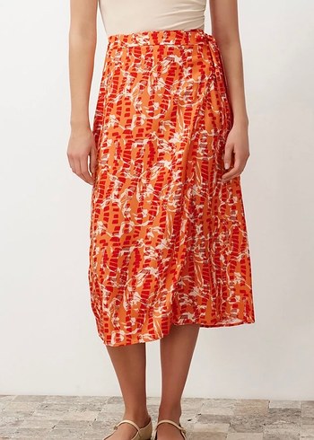 Renkli Desenli Midi Kadın Etek - Görsel 5