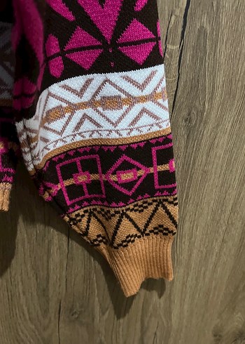 Renkli Bohem Örgü Kadın Kazak - Görsel 5