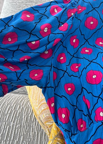 Mavi Desenli Salaş Kadın Elbise - Görsel 9