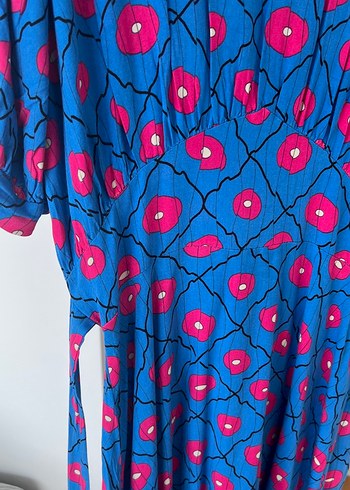 Mavi Desenli Salaş Kadın Elbise - Görsel 6