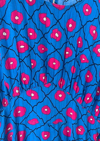 Mavi Desenli Salaş Kadın Elbise - Görsel 5