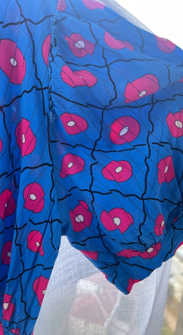 Mavi Desenli Salaş Kadın Elbise - Görsel 4