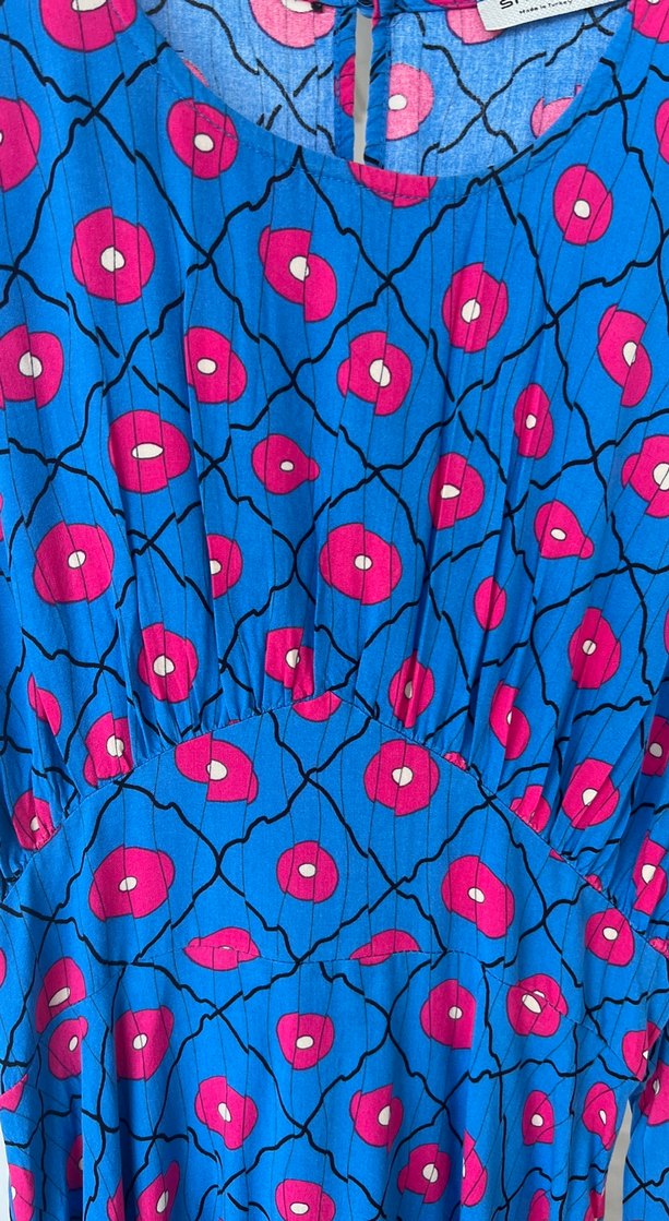 Mavi Desenli Salaş Kadın Elbise - Görsel 5