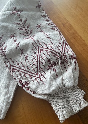 Nakışlı Bohem Kadın Keten Bluz - Görsel 2