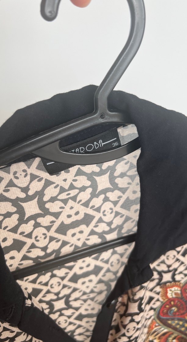 Düğmeli Bohem Desenli Kadın Gömlek - Görsel 3