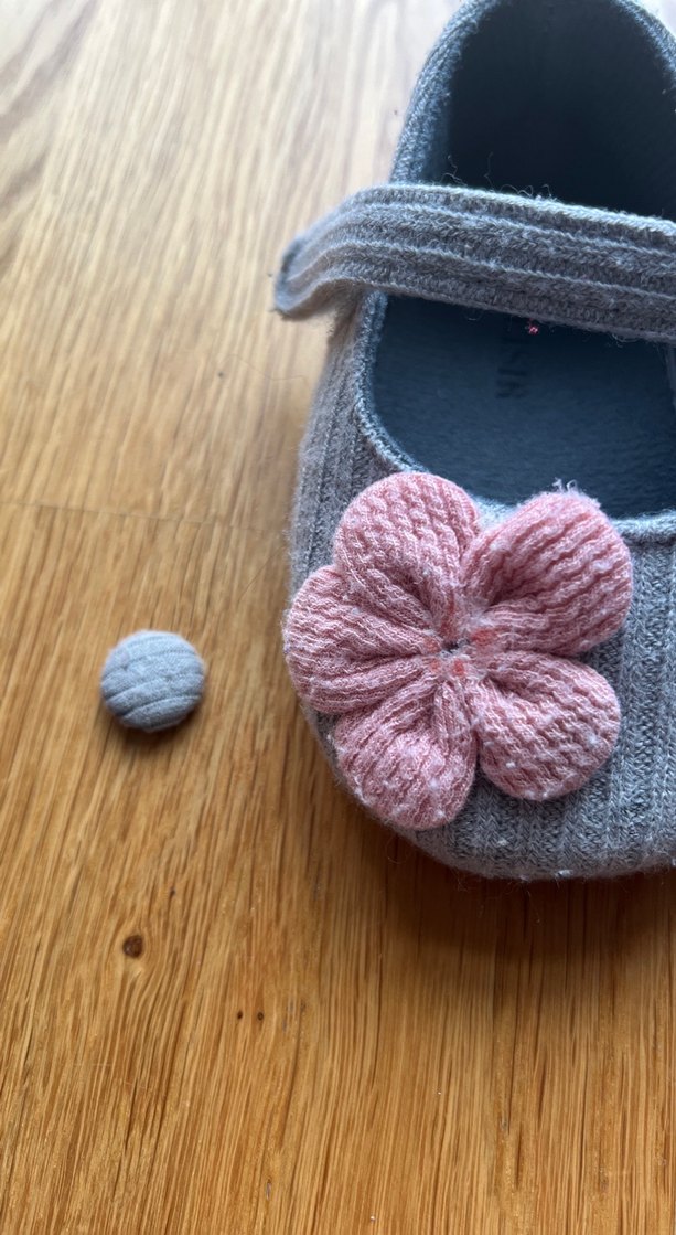 Gri Örgü Kız Bebek Ev Ayakkabısı - Görsel 2