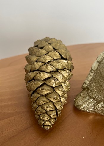 Parlak Altın Kuş ve Kozalak Mum Seti - Görsel 5