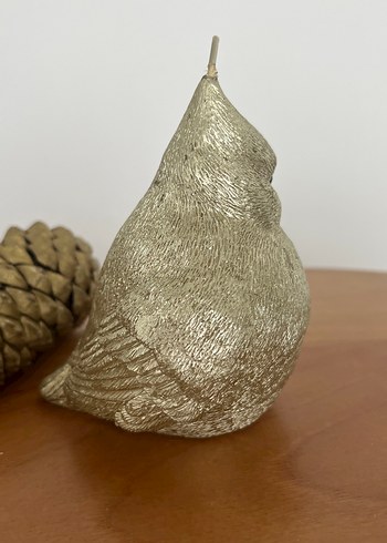 Parlak Altın Kuş ve Kozalak Mum Seti - Görsel 4