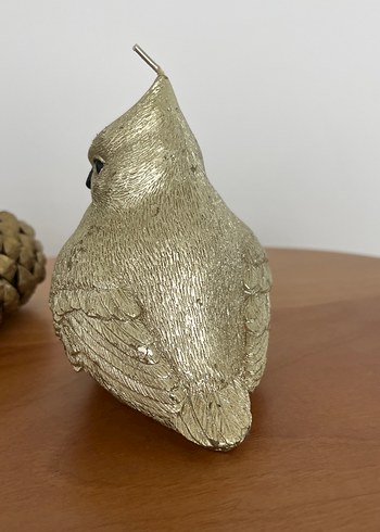 Parlak Altın Kuş ve Kozalak Mum Seti - Görsel 3