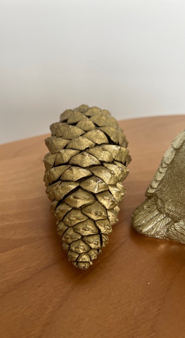 Parlak Altın Kuş ve Kozalak Mum Seti - Görsel 5