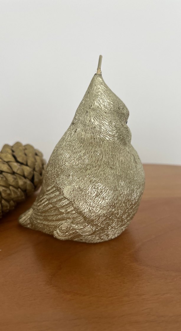 Parlak Altın Kuş ve Kozalak Mum Seti - Görsel 4