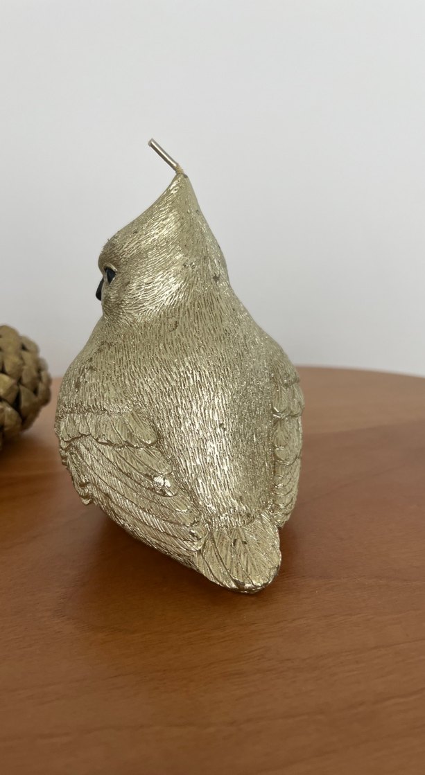 Parlak Altın Kuş ve Kozalak Mum Seti - Görsel 3