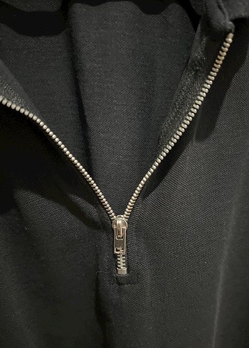 Fermuarlı Siyah Erkek Polo Tişört - Görsel 3