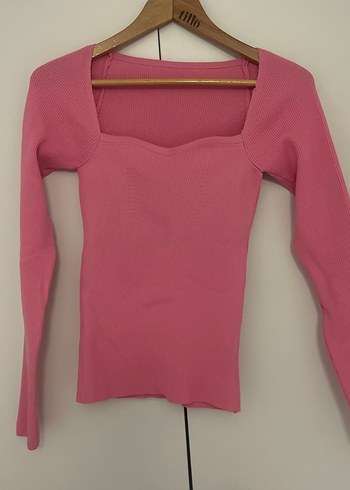Pembe Triko Uzun Kollu Kadın Bluz