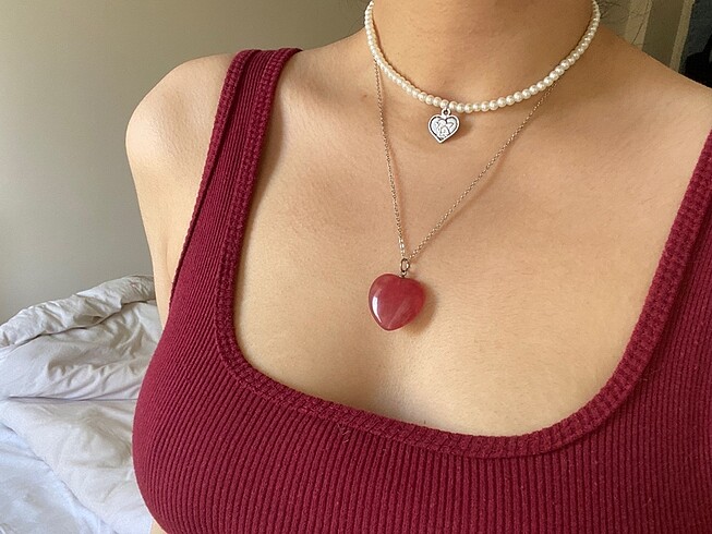 Tasarımcı Coquette melekli kalpli inci kolye lolita