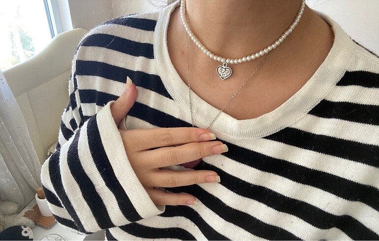 Beden Coquette melekli kalpli inci kolye lolita