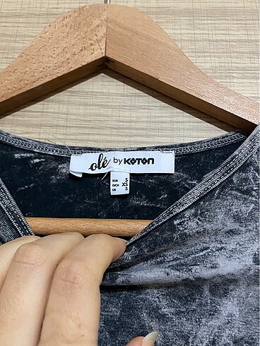 Koton Gri uzun kollu crop