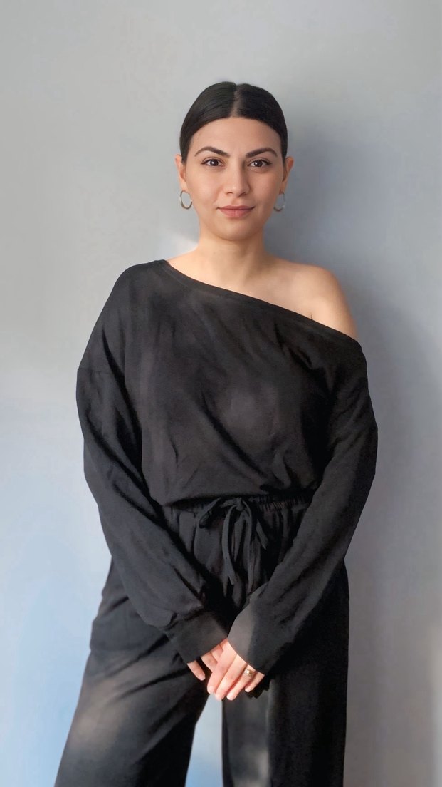 Drapeli Siyah Tek Omuz Kadın Tulum - Görsel 2