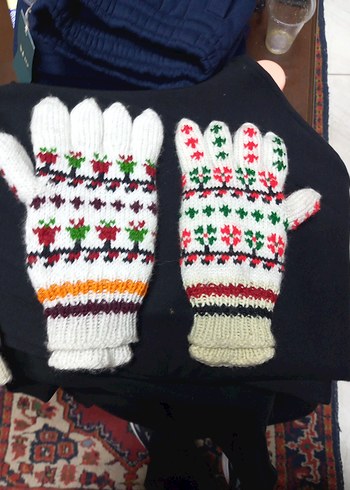 Renkli Örgü Kadın Eldivenleri - Görsel 2