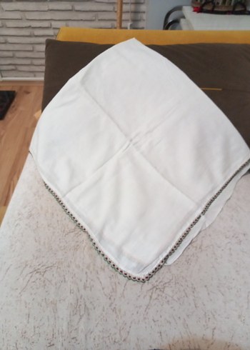 Pamuklu Beyaz Fular Kenarında Fırfırlı - Görsel 12