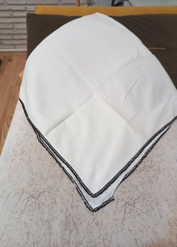 Pamuklu Beyaz Fular Kenarında Fırfırlı - Görsel 10