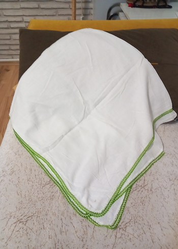 Pamuklu Beyaz Fular Kenarında Fırfırlı - Görsel 15