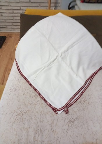 Pamuklu Beyaz Fular Kenarında Fırfırlı - Görsel 7